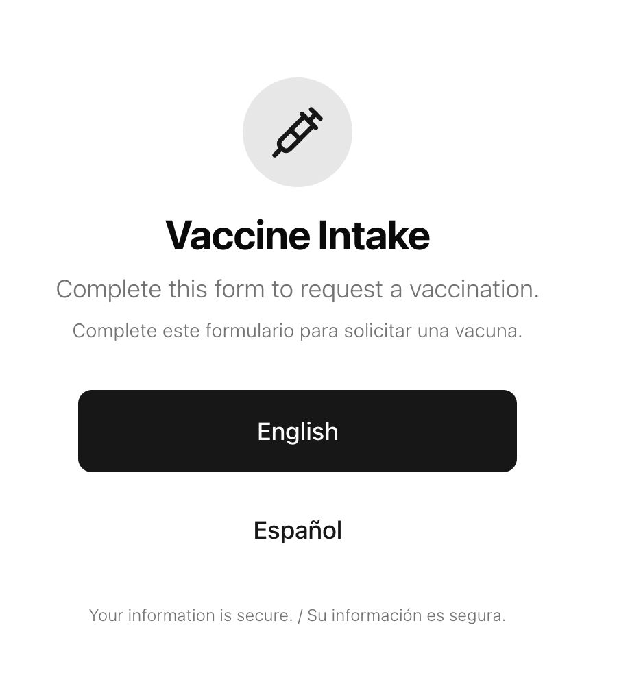 Patient intake form